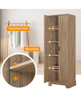 71.2"H Storage Cabinet with 2 Doors and Adjustable Shelf, MDF, for Bathroom or Office Use