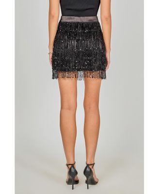 Women's Sequins Tassel Mini Skirt