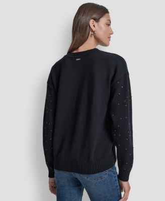 Women's Rhinestone Embellished Crewneck Sweater