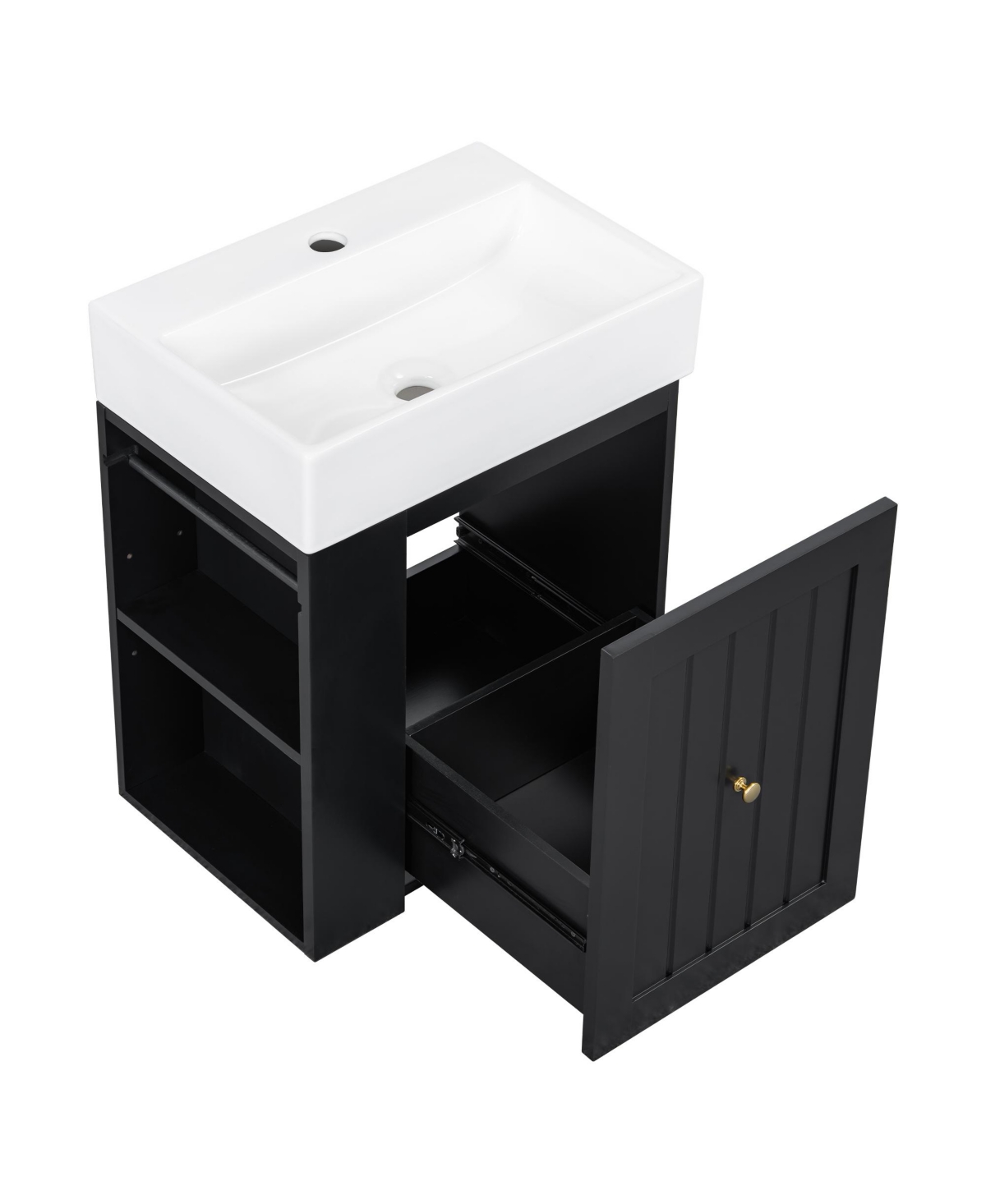 Casainc Bathroom Vanity with Ceramic Sink Storage Cabinet Drawer and Golden Handle