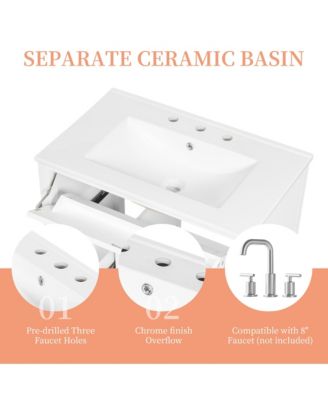 Bathroom Vanity with Sink 3 Drawers and Adjustable Shelf Freestanding Storage