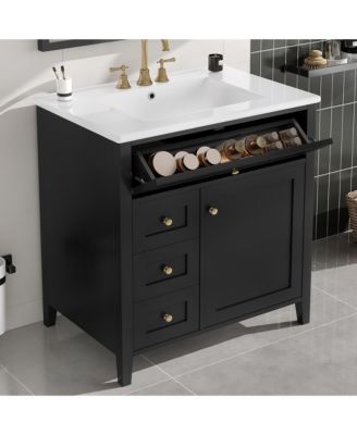 Bathroom Vanity with Sink 3 Drawers and Adjustable Shelf Freestanding Storage