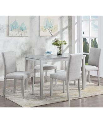 5-Piece Crystal Accent Wood Dining Set with Rectangular Kitchen Table and 4 Upholstered Chairs