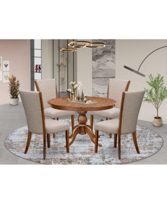 5 Piece Dinette Set Consists Of 48" Round Dining Table In Light Tan Color