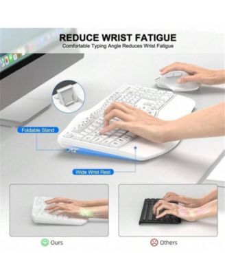 Wireless Keyboard And Mouse Combo, 2.4G Full Size Keys Keyboard With Wrist Rest And 3 - Level DPI Adjustable Wireless Mouse, OS Desktop Laptop, White