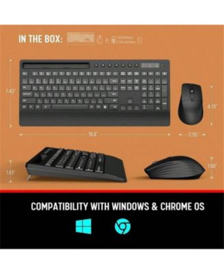 Wireless Keyboard and Mouse Combo - Full-Size Quiet Keyboard with Rest, Multimedia Keys, Power Switch, Compatible with OS, PC, Laptop - Black