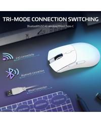 Wireless Mouse, Tri-Mode Connection (2.4G/Wired/BT5.2), 55g Lightweight, 18K DPI Optical Sensor, 20 Million Key Life, Ergonomic Design for PC/Laptop