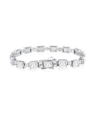 Suzy Levian Gala Collection Sterling Silver Emerald-Cut Cubic Zirconia Tennis Bracelet