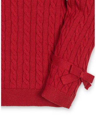 Baby Girls' Organic Long Puff Sleeve Sweater with Bow Detail