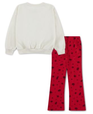 Girls' 4-6X Crewneck Top and Knit Leggings, 2-Piece Set