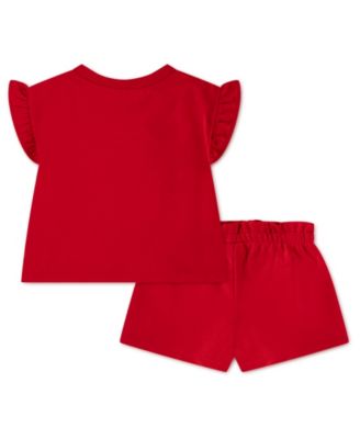 Girls' Toddler 2T-4T Baby French Terry T-Shirt and Shorts, 2-Piece Set