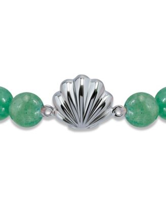 Howlite Chrysocolla Beads and Dolphin Charm Station Silver Plated Stretch Bracelet