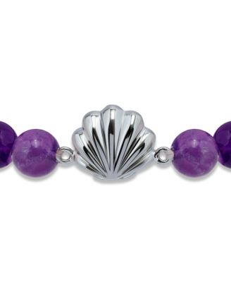 Howlite Chrysocolla Beads and Dolphin Charm Station Silver Plated Stretch Bracelet