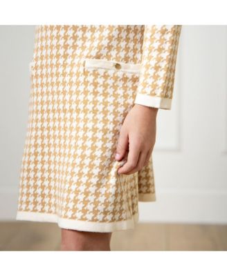 Big Girls Organic Long Sleeve Bow Detail Intarsia Sweater Dress