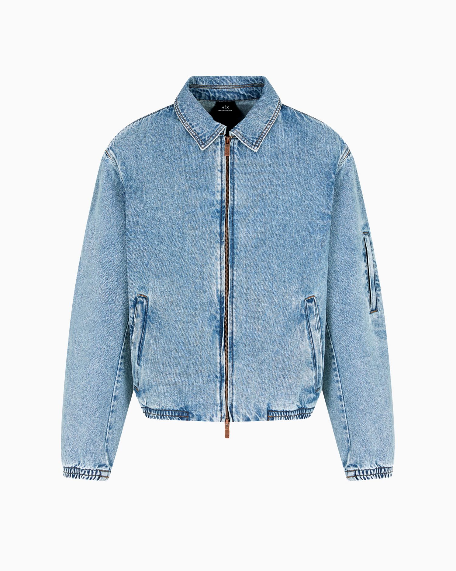 Men's Full-Zip Denim Bomber Jacket
