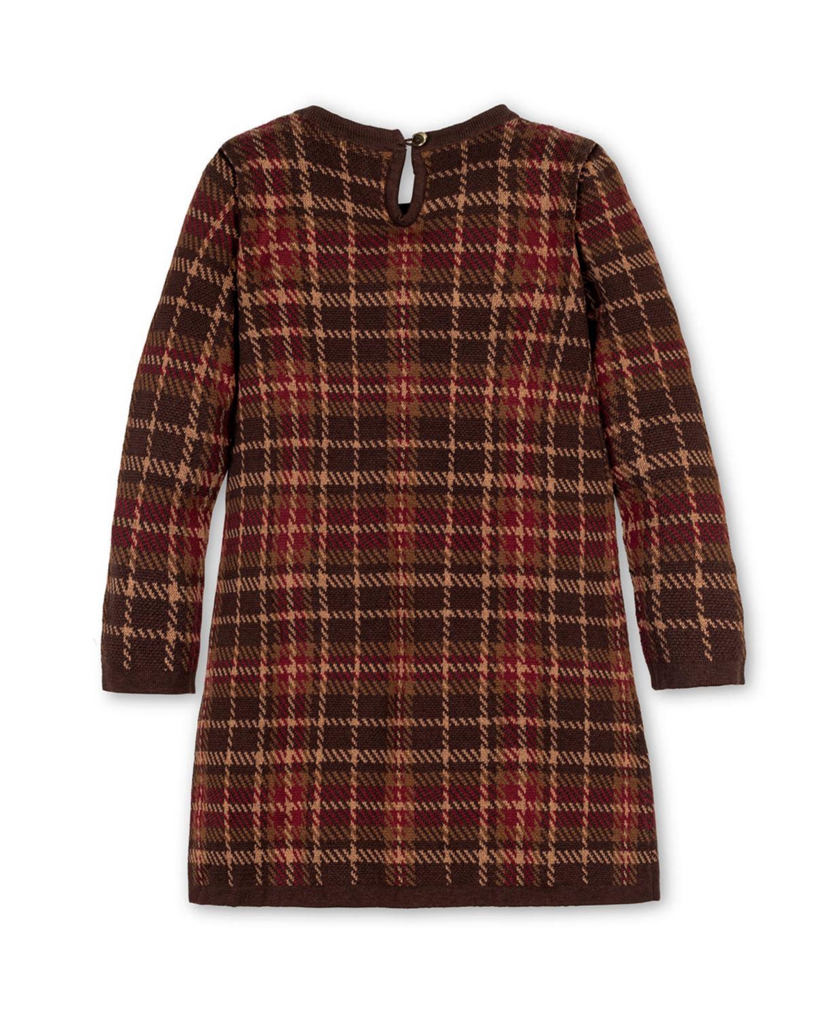 Hope & Henry Big Girls Organic Long Sleeve Bow Detail Tweed Sweater Dress
