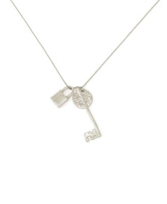 Silver Vintage Lock Key Pendant Necklace