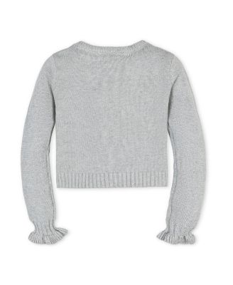 Little and Big Girls' Organic Cropped Ruffle Cuff Cable Sweater Cardigan