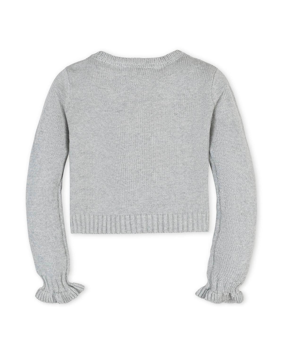 Hope & Henry Little and Big Girls' Organic Cropped Ruffle Cuff Cable Sweater Cardigan