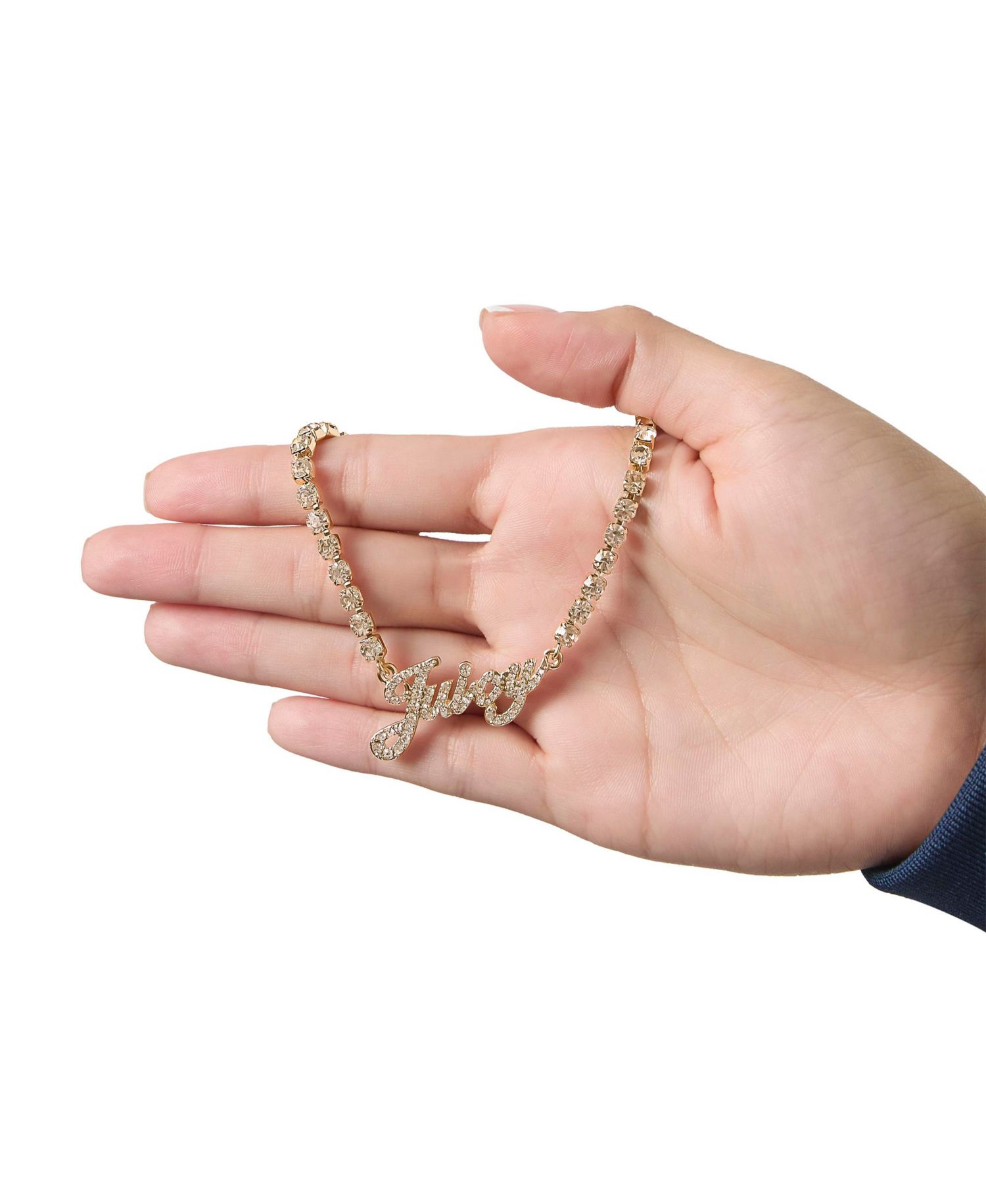 Logo Script Chain Pave Necklace
