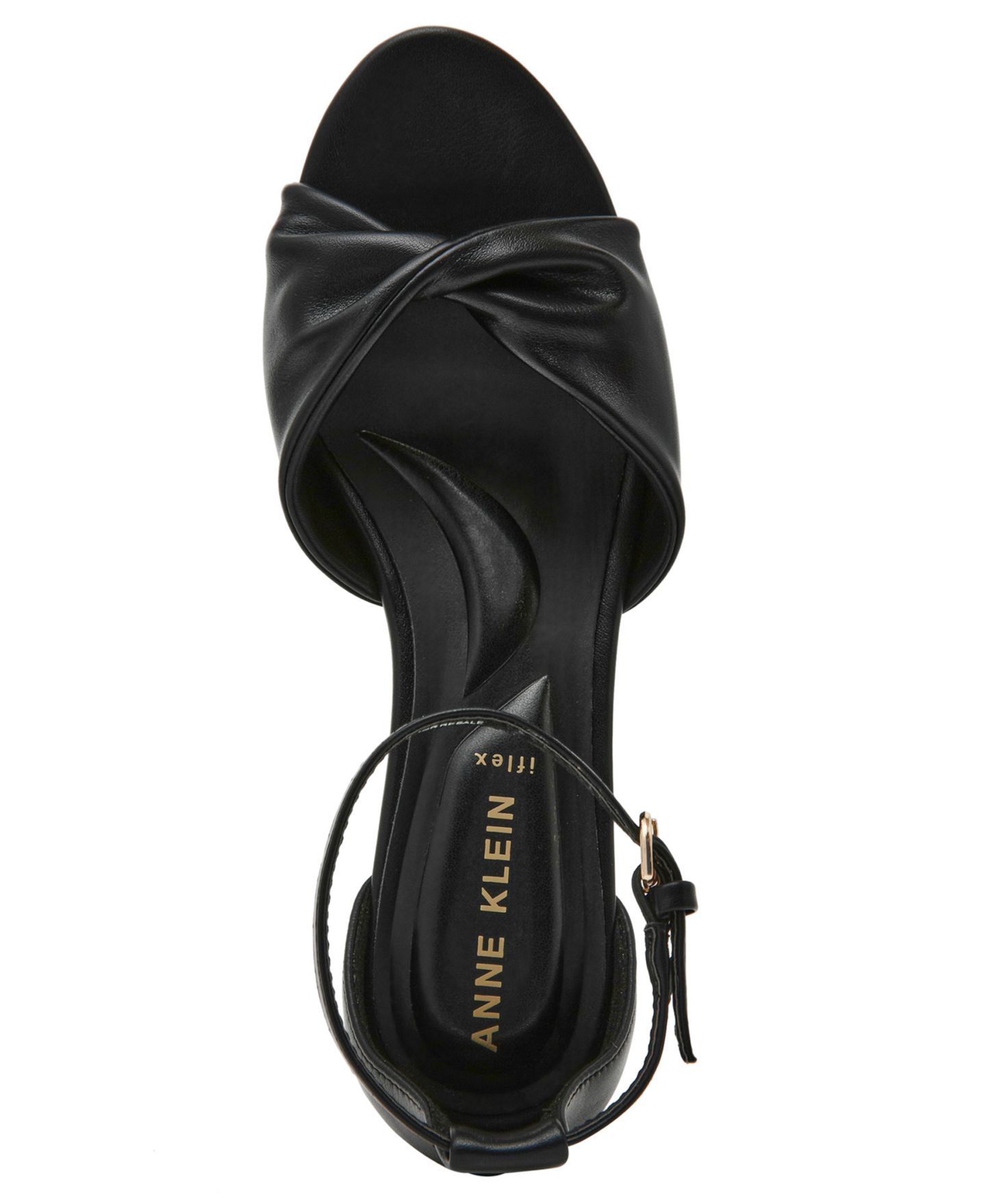 Женские сандалии Anne Klein Whitby Ankle Strap Demi Wedge, цвет: Чёрный гладкий — фото 4