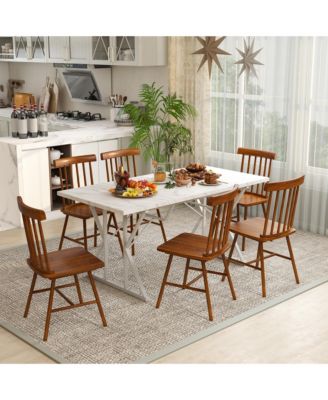Dining Chairs Set of 4, Farmhouse Rubber Wood Kitchen Chairs,