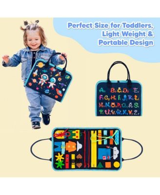 Busy Board 8 in 1 Busy Book Montessori Toys for Toddler Sensory Toys Developing Sensory Board Travel Toys Blue