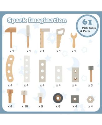 Kids Play Tool Workbench Set with 61 Pcs Tool and Parts Set