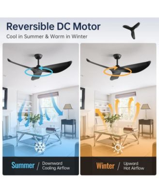 52-inch Light weight Modern Black 3-Blade Ceiling Fans with Remote Control Function