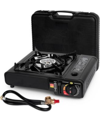 Dual Fuel Camping Stove – 7800 BTU Portable Butane & Propane Compatible Stove with Adapter Hose & Carrying Case