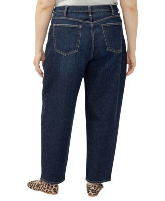 Plus Size High Rise Curved Slim Leg Jeans