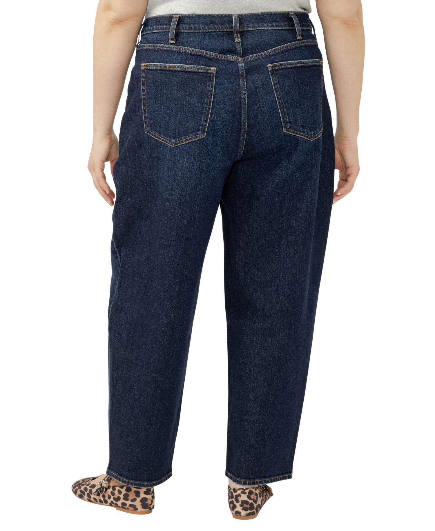 Plus Size High Rise Barrel Leg Jeans