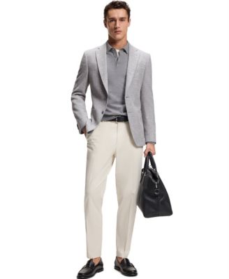 Men's Patterned Stretch-Cotton Blend Regular-Fit Blazer