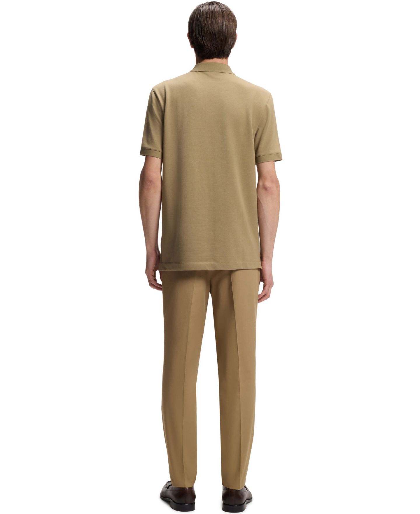 Мужское поло Hugo Boss Cotton Piqué Regular-Fit Pallas Polo Shirt, цвет: Тёмный бежевый — фото 4