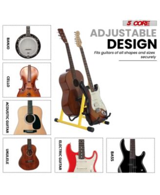 Double Guitar Stand Floor Adjustable A Frame Folding Acoustic Electric Guitars Holder Stands GSS 2N1 YLW