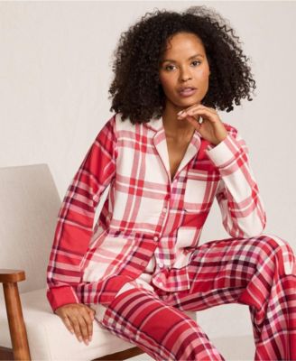 Women's Long Sleeve Flannel Patchwork Pajama Top