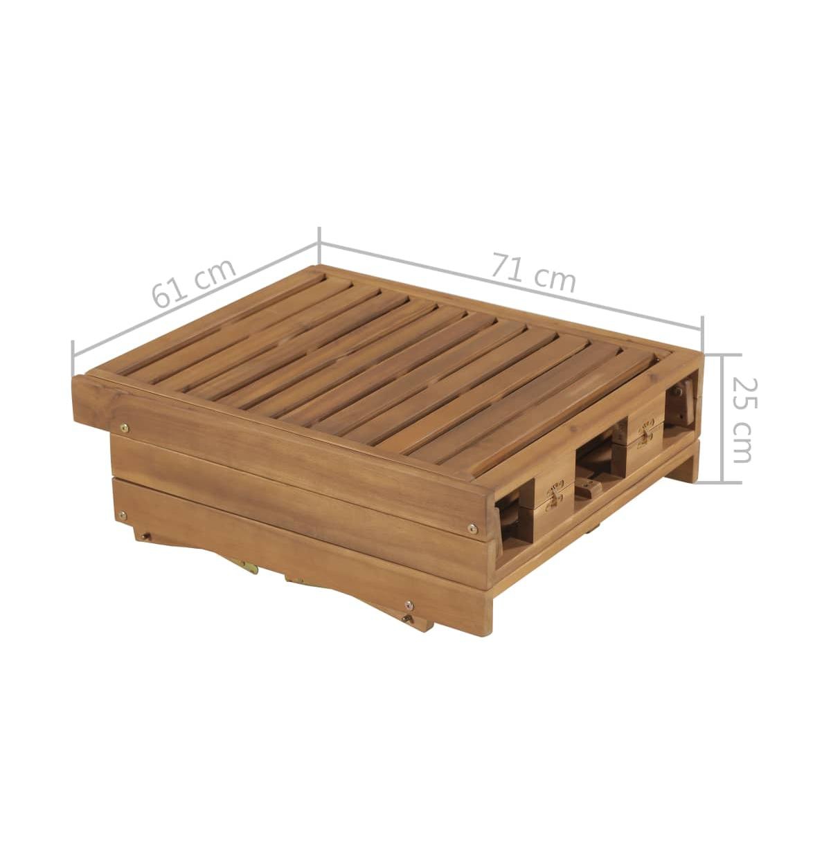 vidaXL Sun Lounger Cream & Natural Wood Solid Acacia wood 78.7 in length