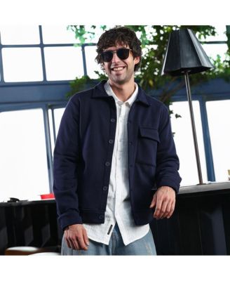 Men's Navy Blue Utility-Knit Jacket