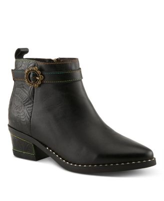 L`Artiste Women's Leather Ankle Boot, With Zipper Closure, Cushioned Insole, Faux Fur Lining