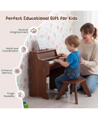 25 Keys Digital Piano with Music Stand Stool Lighted Keys Teaching Mode for 3+ Kids