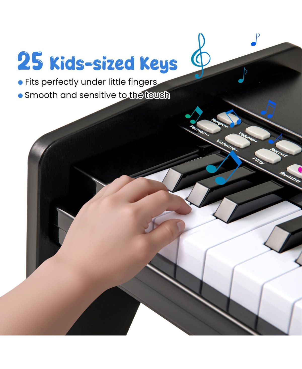 Costway 25 Keys Digital Piano with Music Stand,Teaching Mode,Lighted Keys, Adjustable Speed