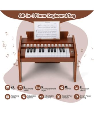 25 Keys Digital Piano with Music Stand,Teaching Mode,Lighted Keys, Adjustable Speed