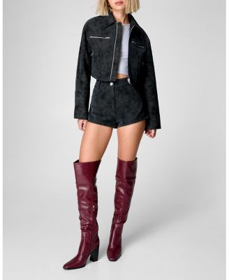 Women's Distressed Faux Leather Hotpants