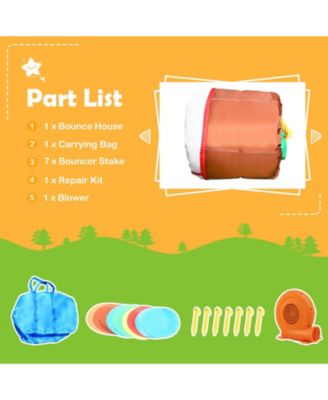 Inflatable Kids Bounce House with Slide, Climbing Wall, and 550W Air Blower