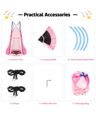 2-in-1 40 Inch Kids Hanging Chair Detachable Swing Tent Set-Pink
