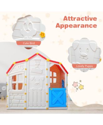Cottage Kids Playhouse with Openable Windows and Working Door