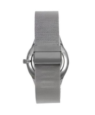 Men's 40mm Grey Dial Slim Case Stainless Steel Mesh Watch
