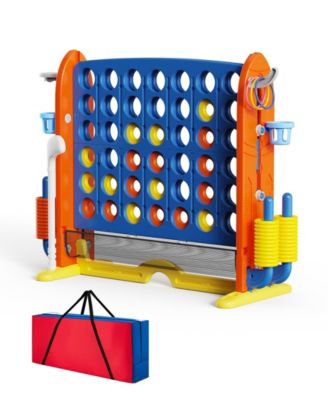 Giant 4-in-A Row Game Set for Kids and Adults with Basketball Hoop