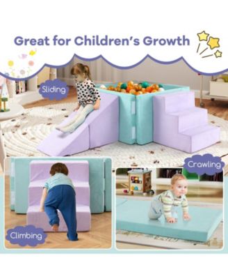 3-in-1 Suede Fabric Soft Play Set Foam Climbing Blocks for Toddlers-Purple