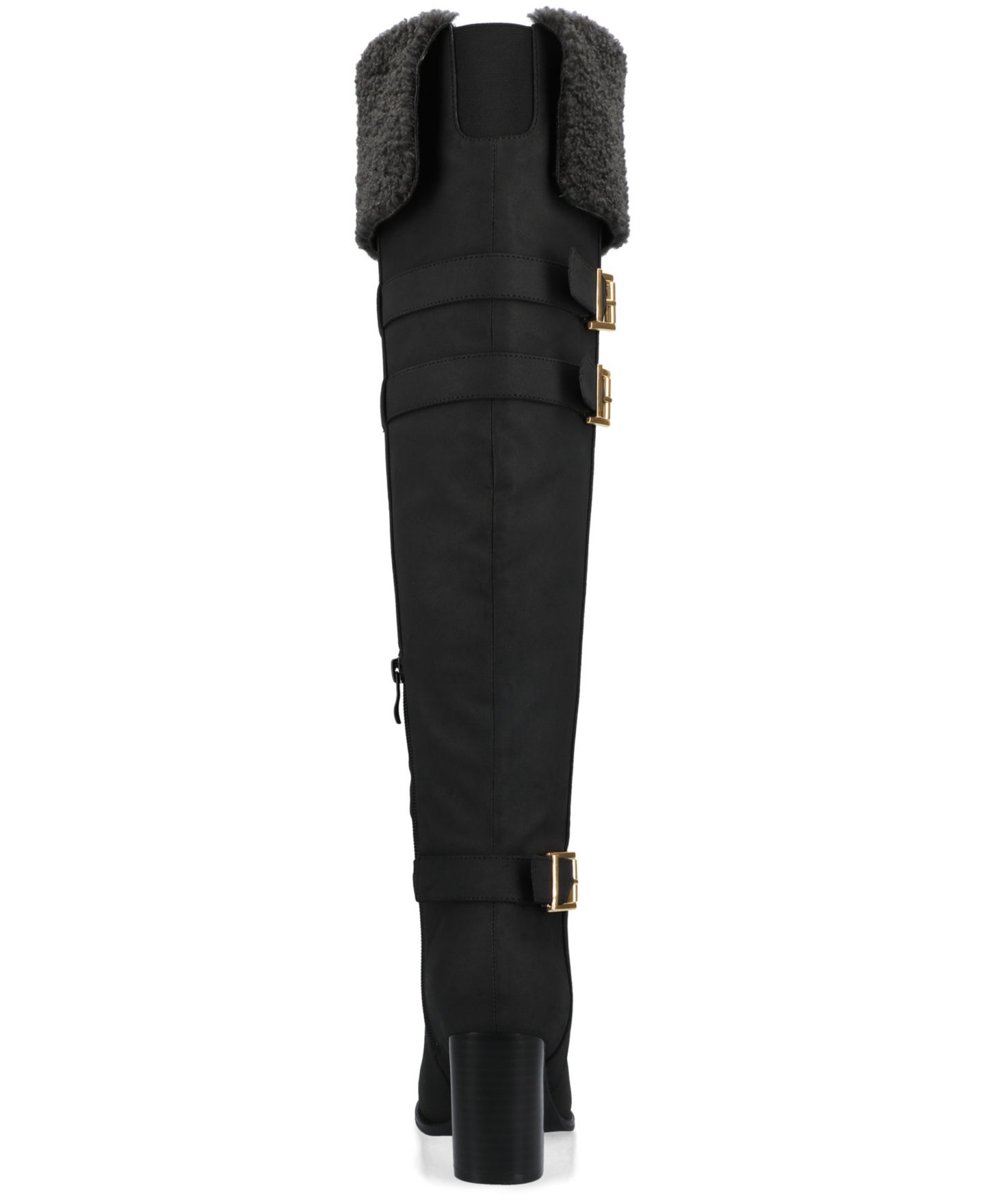 Женские ботинки Journee Collection Alyza Over The Knee Buckle Sherpa, цвет: Чёрный — фото 8